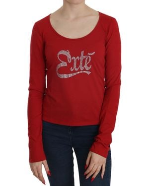 Exte Red Crystal Embellished Long Sleeve Blouse