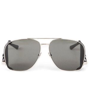 Saint Laurent Silver Metal Sunglasses - Gray