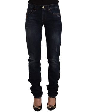 Gianfranco Ferré Gf Ferre Dark Washed Mid Waist Cotton Denim Skinny Jeans - Blue