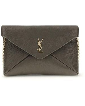 Saint Laurent Cassandre Chain Clutch Bag - Grey