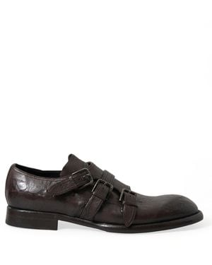 Dolce & Gabbana Brown Leather Strap Formal Dress Shoes - Black
