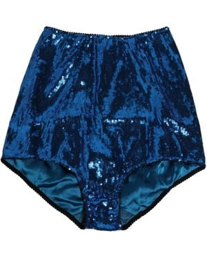 Dolce & Gabbana Sequin Embellished High Waist Girdle Underwear Nylon Clothing - Blue
