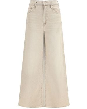 Mother Beige Cotton Flared Jeans - Natural