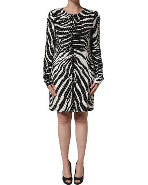 Dolce & Gabbana Black White Zebra Rhinestones Mini Dress