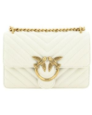 Pinko White Calf Leather Bos Taurus Shoulder Bag - Metallic