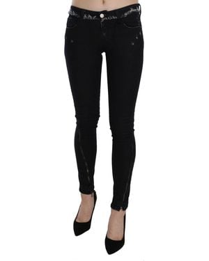 CoSTUME NATIONAL Black Low Waist Zipper Leg Skinny Denim Jeans
