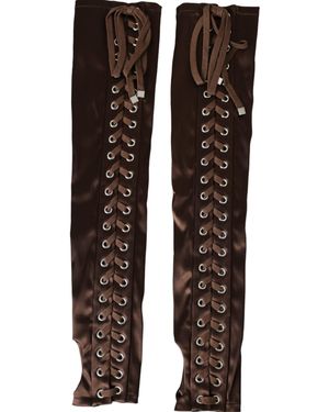 Dolce & Gabbana Acetate Lace Up Fingerless Gloves - Brown