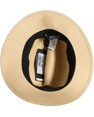 Dolce & Gabbana Paper Straw Fedora Panama Capello Hat Textile - White