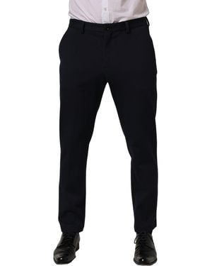 Dolce & Gabbana Black Cotton Tapered Leg Dress Trouser Trousers - Blue