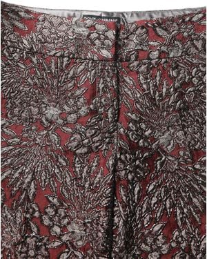 Dolce & Gabbana Burgundy Gray Floral Jacquard Straight Pants