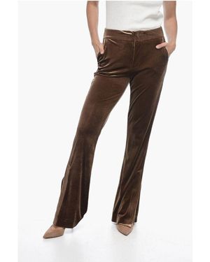 Dont At Me Label 4 Pocket Chenille Trousers With Ankle Splits - Brown