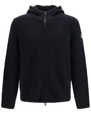 Moncler Black Wool Oves Aries Hoodie - Blue