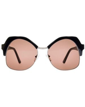 Andy Wolf Black Metal & Plastic Sunglasses - Brown