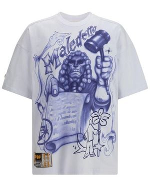 PDF CHANNEL White Cotton T - Blue