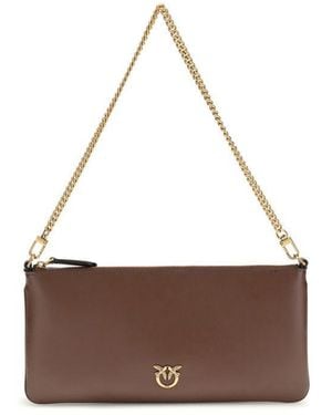 Pinko Calf Leather Bos Taurus Shoulder Bag - Brown