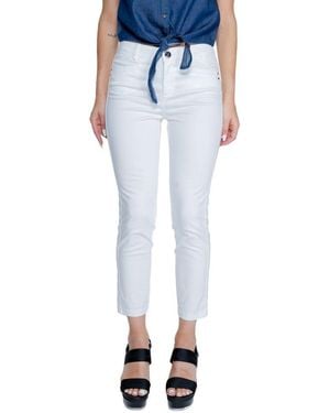 Street One White Cotton Jeans & Pant - Blue