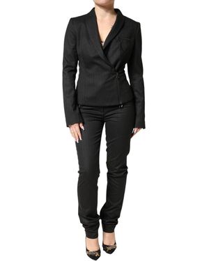 Exte Black Double Breasted Trousers Blazer Jacket 2 Piece Suit