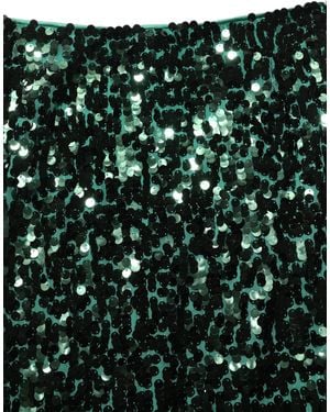 Dolce & Gabbana Sequin High Waist Pencil Cut Midi Skirt Nylon - Green