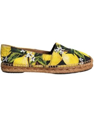 Dolce & Gabbana Lemon Slip On Espadrilles Shoes - Yellow