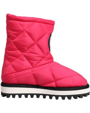 Dolce & Gabbana Pink White Viscose Padded Mid Calf Boots Shoes
