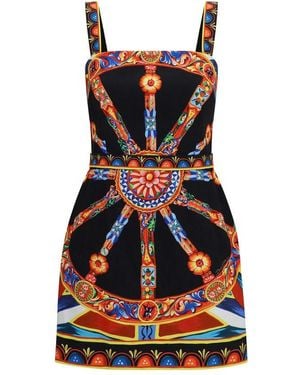 Dolce & Gabbana Multicolour Cotton Casual Dress - Black