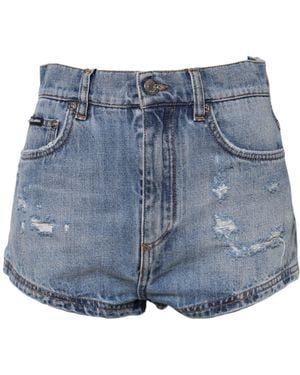 Dolce & Gabbana Distressed Denim Shorts - Blue