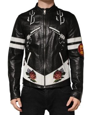 Dolce & Gabbana Black Guns N' Roses Fullzip Men Biker Jacket