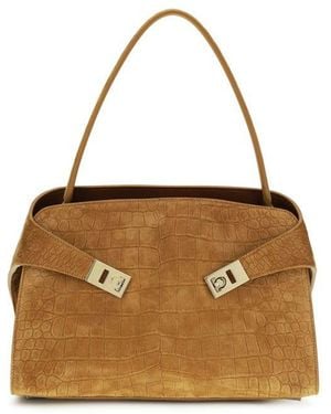 Ferragamo Beige Goatskin Shoulder Bag - Brown