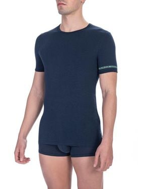 Bikkembergs Black Cotton Men's T - Blue