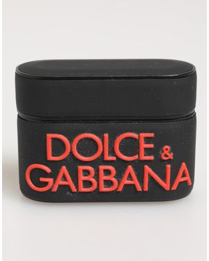 Dolce & Gabbana Rubber Logo Embossed Accessory Airpods Case - Black