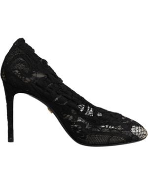 Dolce & Gabbana Stretch Lace And Gros Grain Booties - Black