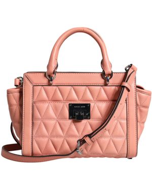 Michael Kors Quilted Leather Logo Crossbody Vivianne Bag - Pink