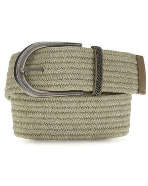Brunello Cucinelli Beige Linen Regular Belt - Green