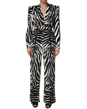 Dolce & Gabbana Viscose Zebra Pattern Jumpsuit Elastane - Black