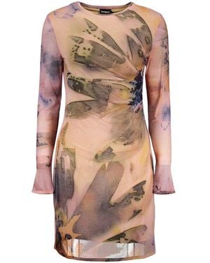 Desigual Pink Polyester 's Dress - Brown