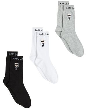 KARL LAGERFELD White Cotton Socks - Multicolour