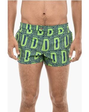DSquared² Allover Logo Print Midi Swimshorts - Green
