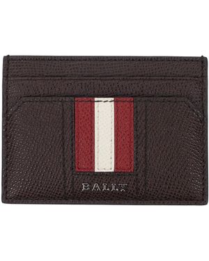Bally Brown Leather Cardholder - Red