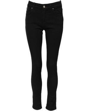 Dolce & Gabbana Black Cotton Logo Skinny Midwaist Denim Jeans