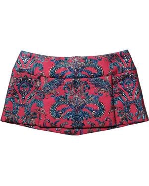 Dolce & Gabbana Multicolor Floral Jacquard Midwaist Mini Skirt - Purple