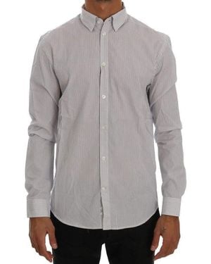 Frankie Morello Striped Casual Cotton Regular Fit Shirt - Blue