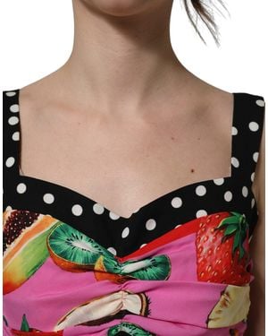 Dolce & Gabbana Multicolour Silk Cropped Bustier Corset Top