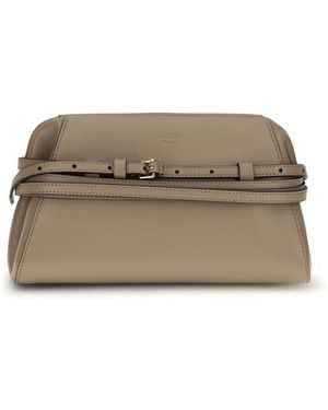Moschino Beige Goatskin Clutch Bag - Gray