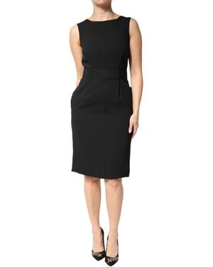 Dolce & Gabbana Sleeveless Sheath Knee Length Dress Acetate Viscose Elastane - Black