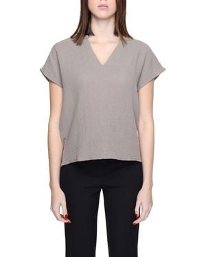 Jacqueline De Yong Gray Cotton Shirt