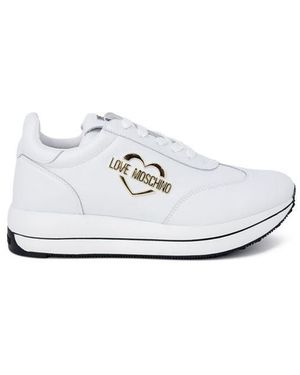 Love Moschino White Leather Low Top Trainers