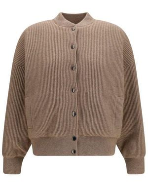 Brunello Cucinelli Beige Cashmere Bomber - Brown