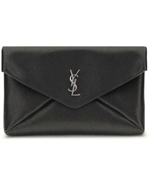 Saint Laurent Cassandre Large Envelope Clutch Bag - Black