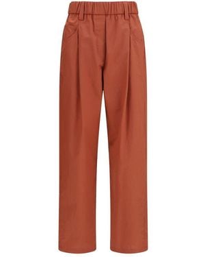 Brunello Cucinelli Orange Cotton Casual Trousers - Red