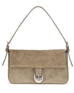 STAUD Beige Calf Leather Bos Taurus Shoulder Bag - Multicolour